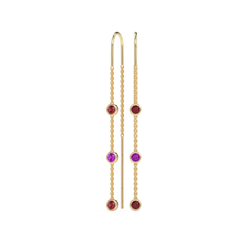 Three-Stone Threader Earrings