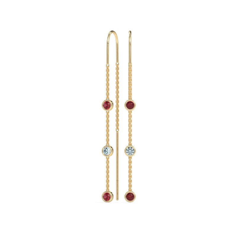 Three-Stone Threader Earrings
