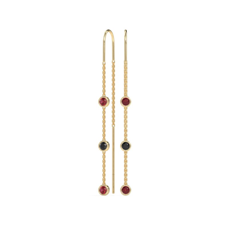 Three-Stone Threader Earrings