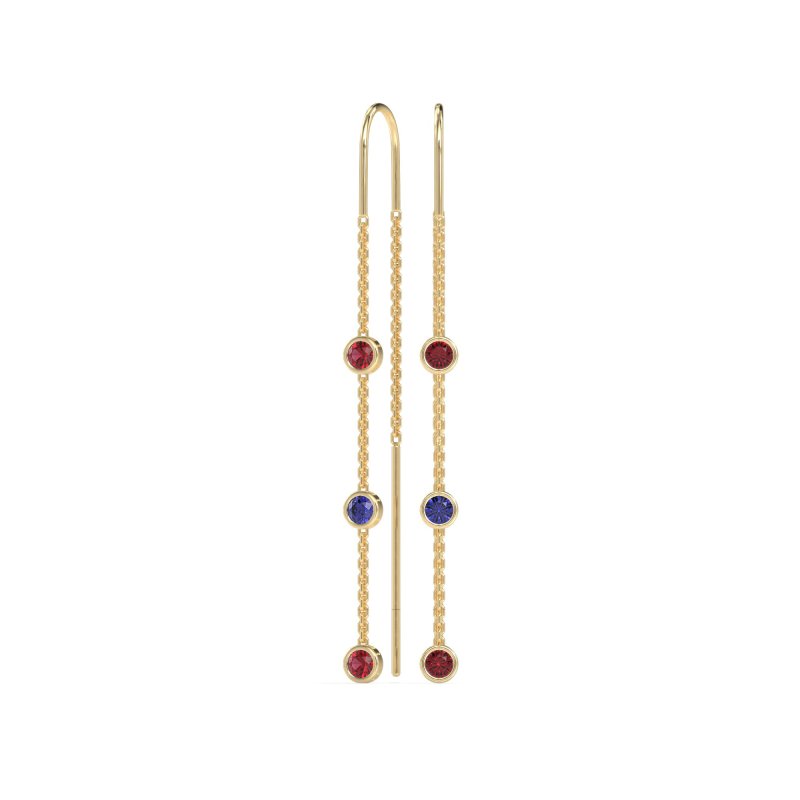 Three-Stone Threader Earrings