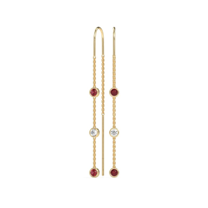 Three-Stone Threader Earrings