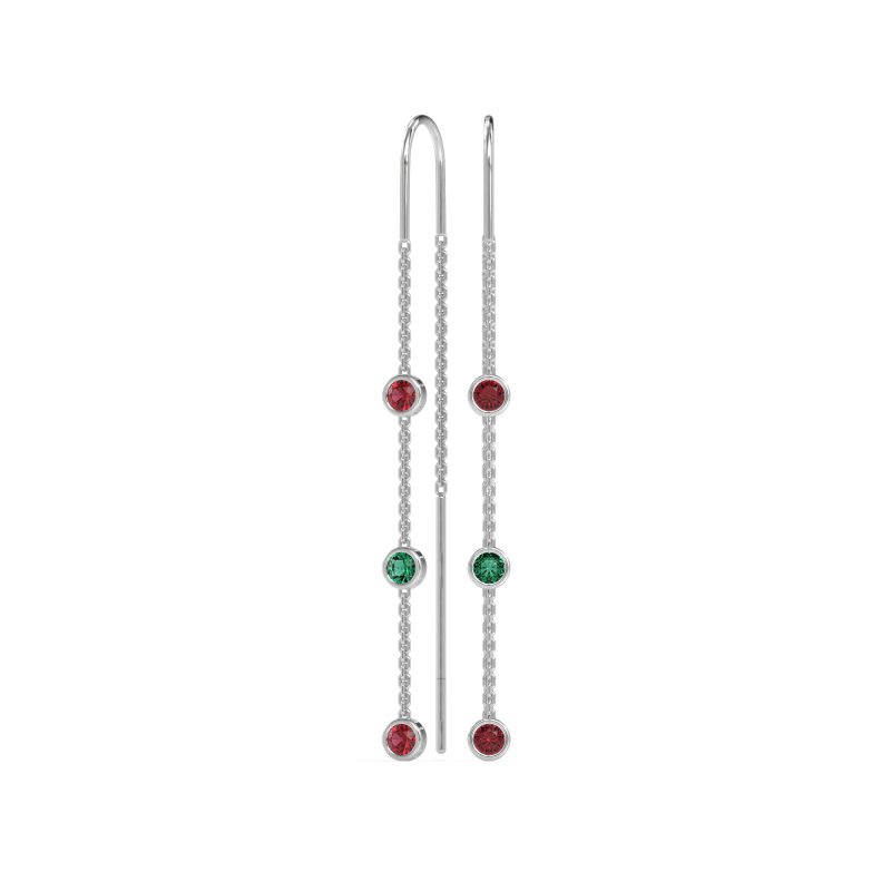 Three-Stone Threader Earrings