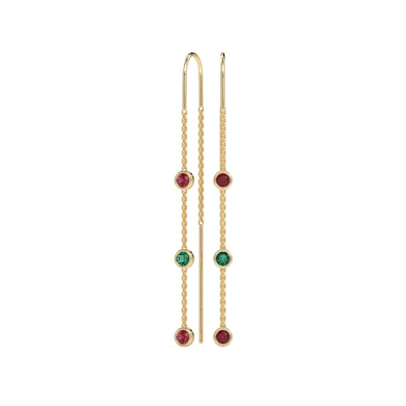 Three-Stone Threader Earrings