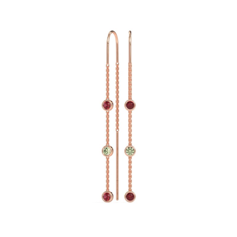 Three-Stone Threader Earrings