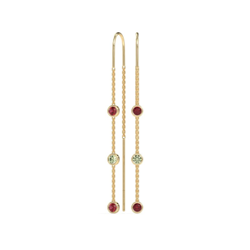 Three-Stone Threader Earrings