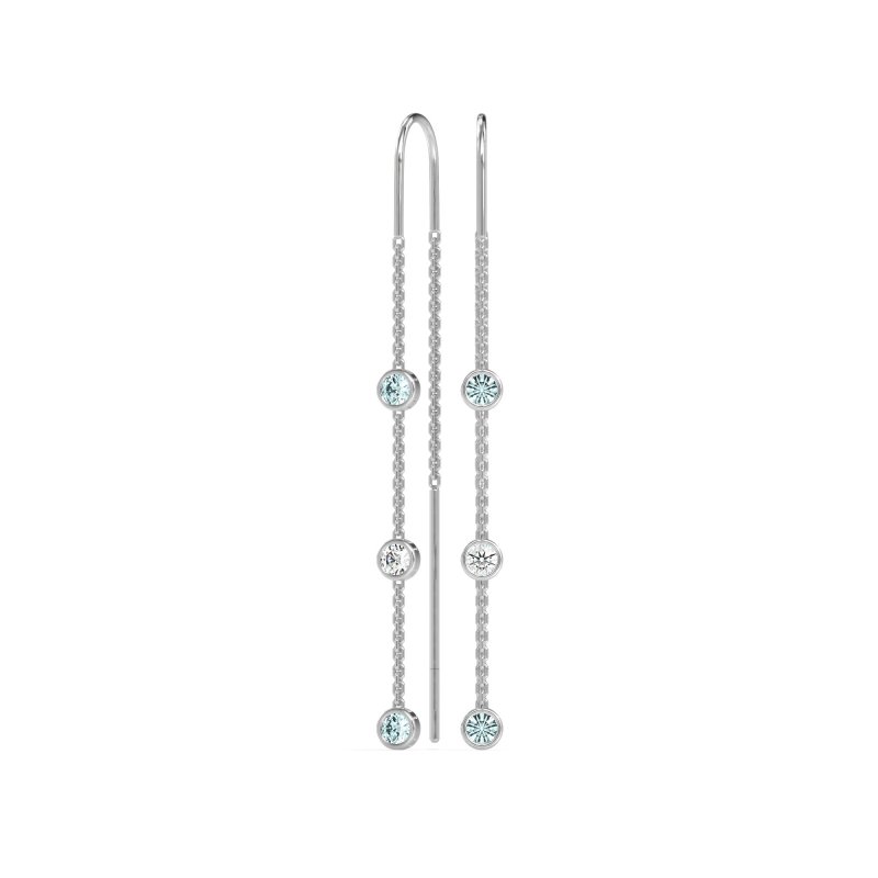Three-Stone Threader Earrings