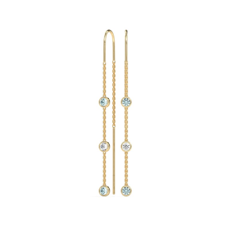 Three-Stone Threader Earrings