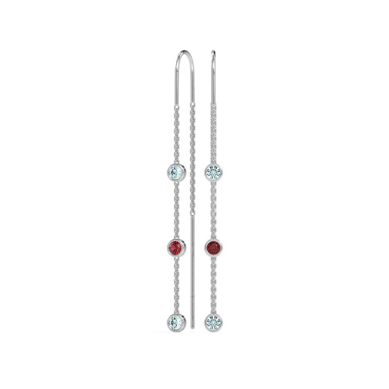Three-Stone Threader Earrings