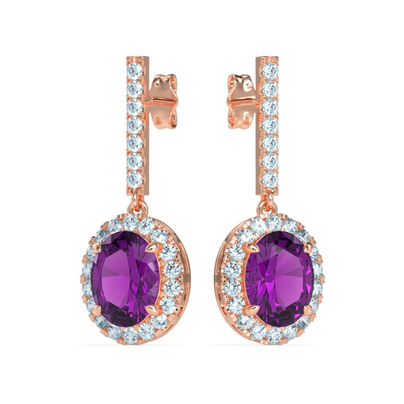 Oval Halo Drop Earrings