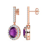 Oval Halo Drop Earrings