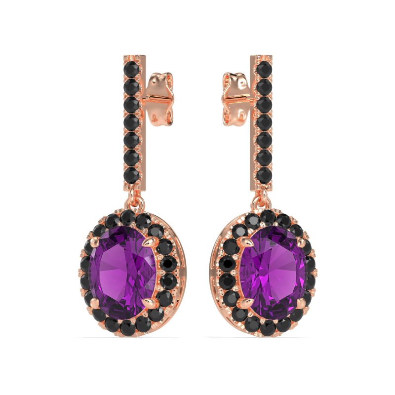 Oval Halo Drop Earrings