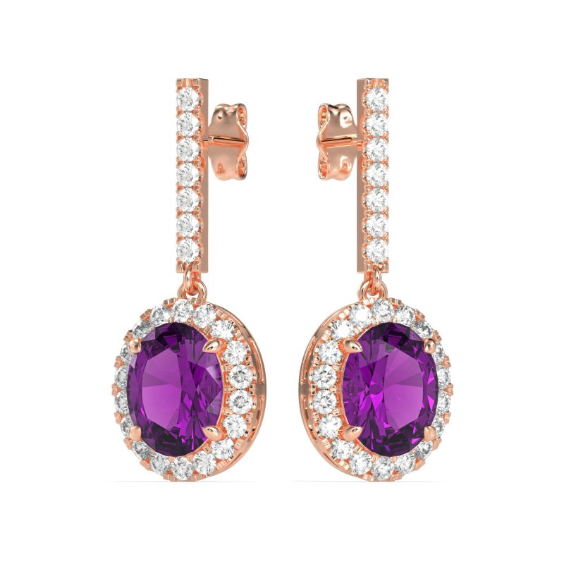 Oval Halo Drop Earrings