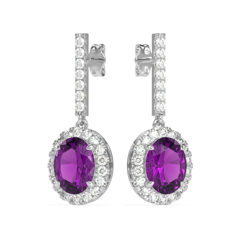Oval Halo Drop Earrings