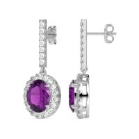 Oval Halo Drop Earrings