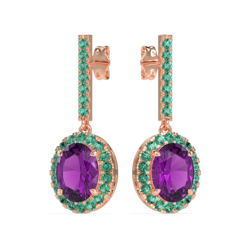 Oval Halo Drop Earrings