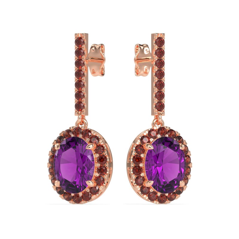 Oval Halo Drop Earrings