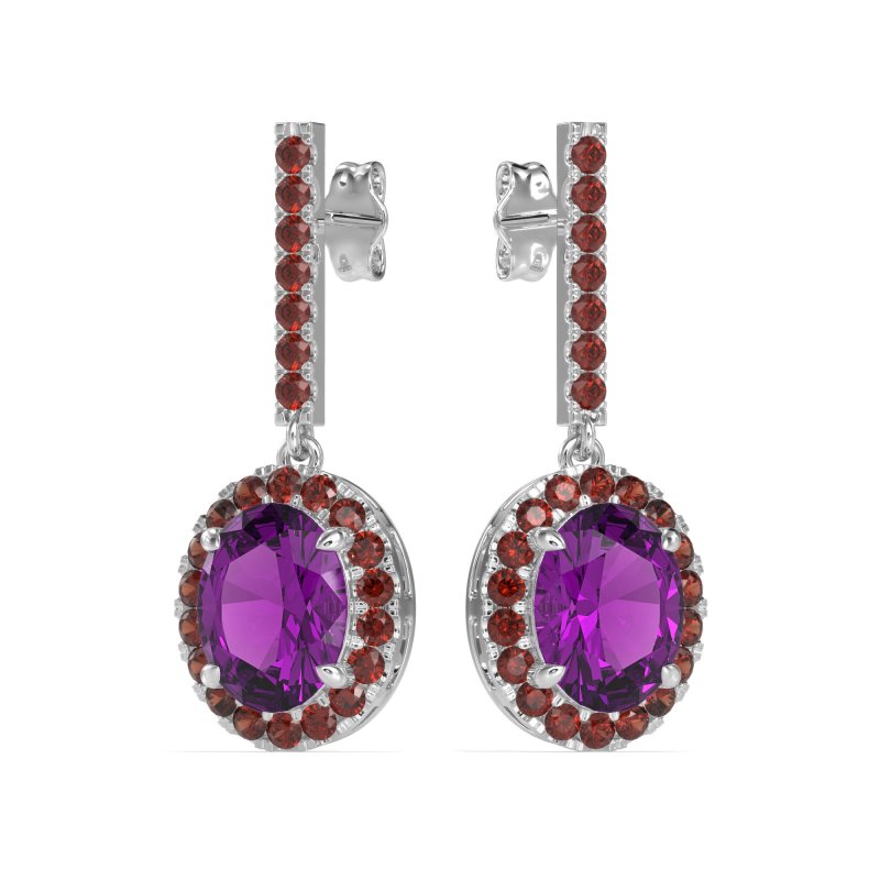 Oval Halo Drop Earrings