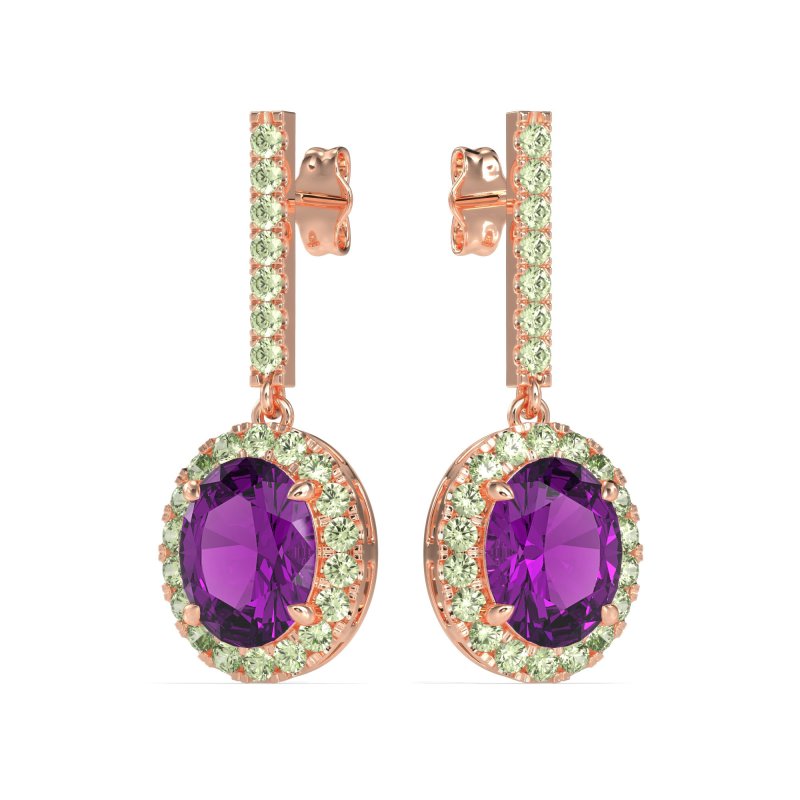 Oval Halo Drop Earrings