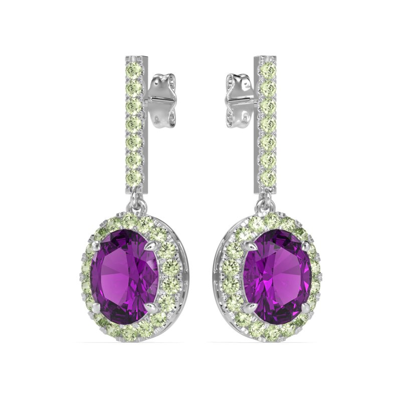 Oval Halo Drop Earrings