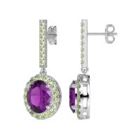 Oval Halo Drop Earrings