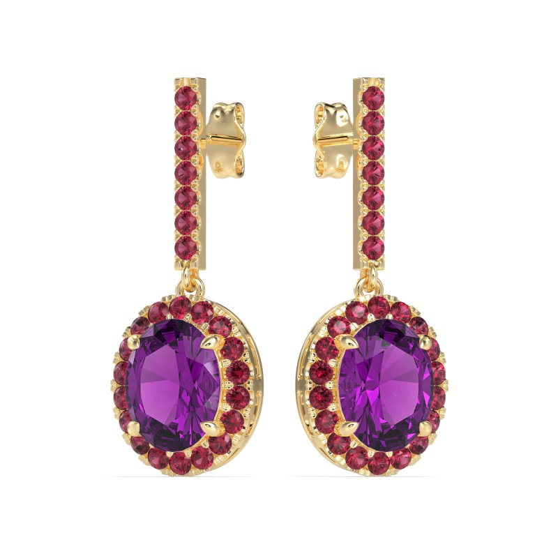 Oval Halo Drop Earrings