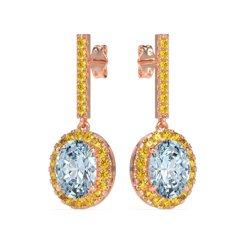 Oval Halo Drop Earrings