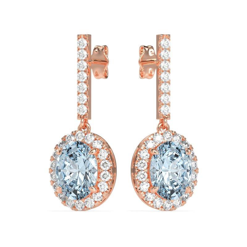 Oval Halo Drop Earrings