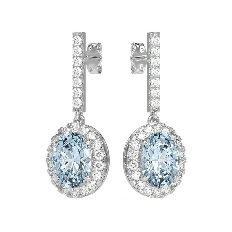 Oval Halo Drop Earrings