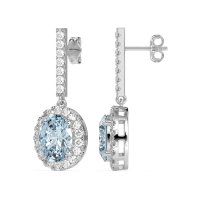 Oval Halo Drop Earrings