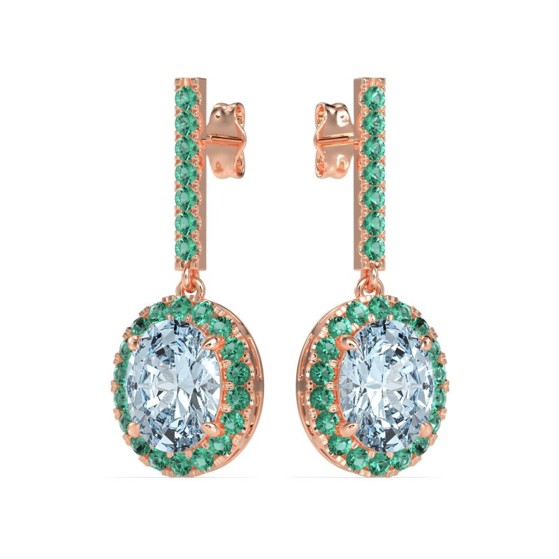 Oval Halo Drop Earrings