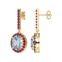 Oval Halo Drop Earrings