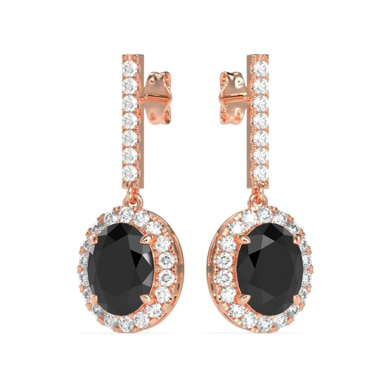 Oval Halo Drop Earrings