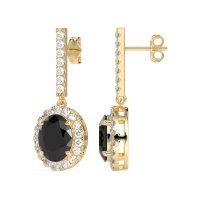 Oval Halo Drop Earrings