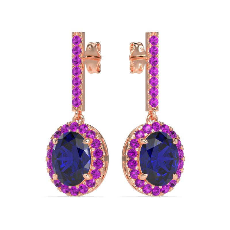 Oval Halo Drop Earrings