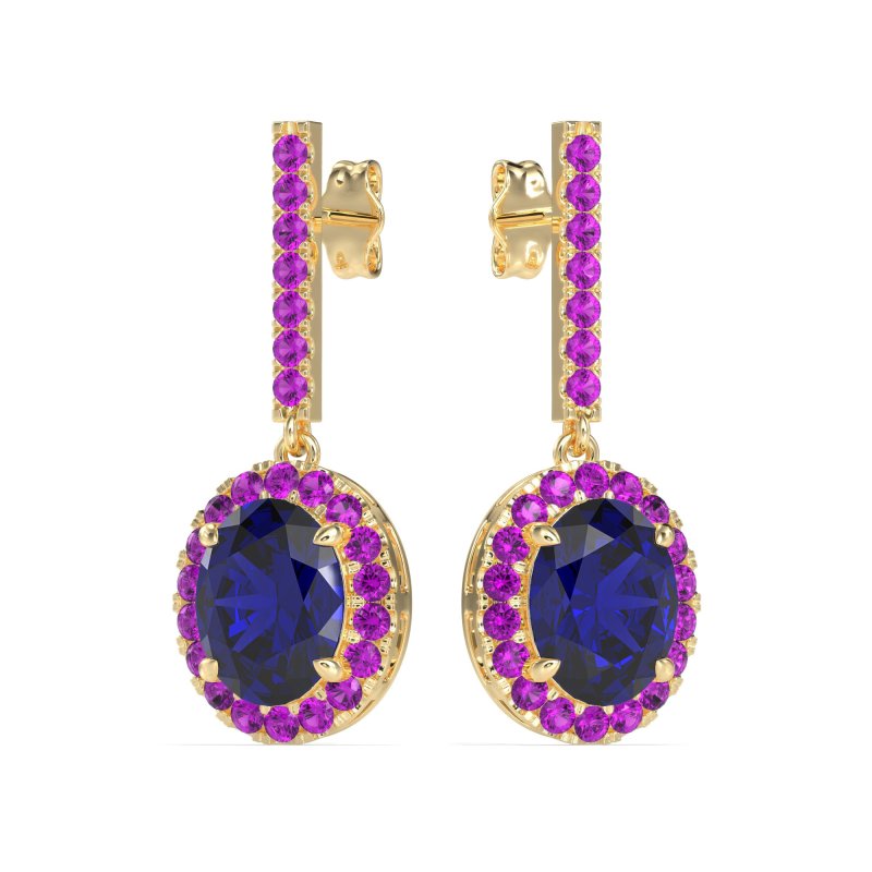 Oval Halo Drop Earrings