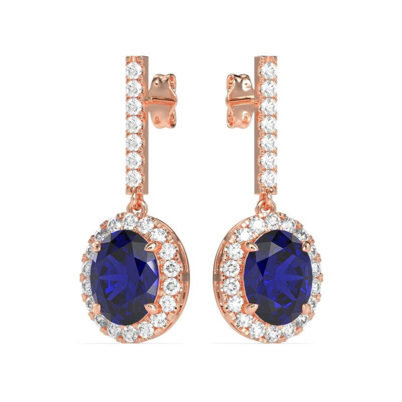 Oval Halo Drop Earrings