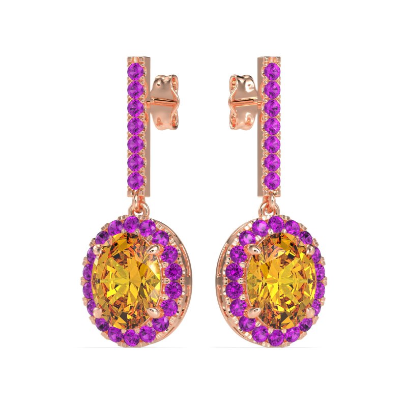 Oval Halo Drop Earrings