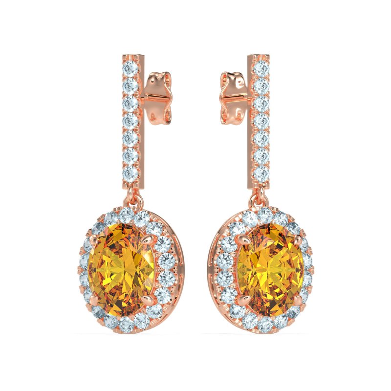 Oval Halo Drop Earrings