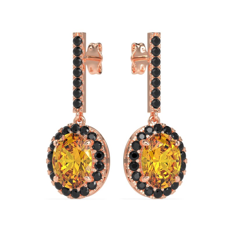 Oval Halo Drop Earrings