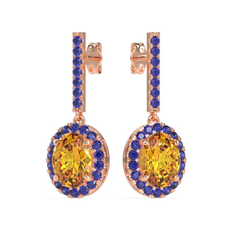 Oval Halo Drop Earrings