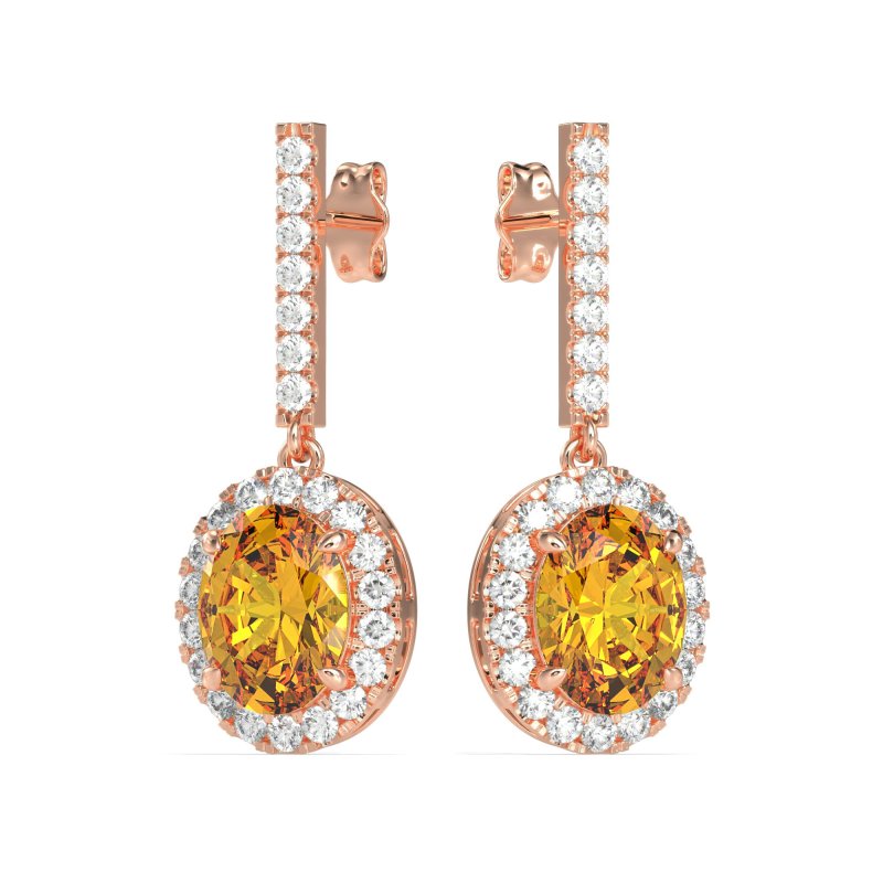 Oval Halo Drop Earrings