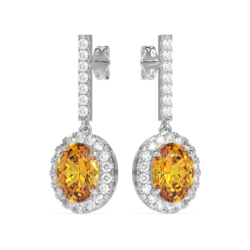 Oval Halo Drop Earrings