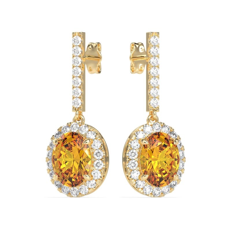 Oval Halo Drop Earrings