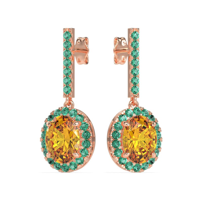Oval Halo Drop Earrings
