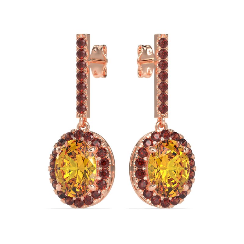 Oval Halo Drop Earrings