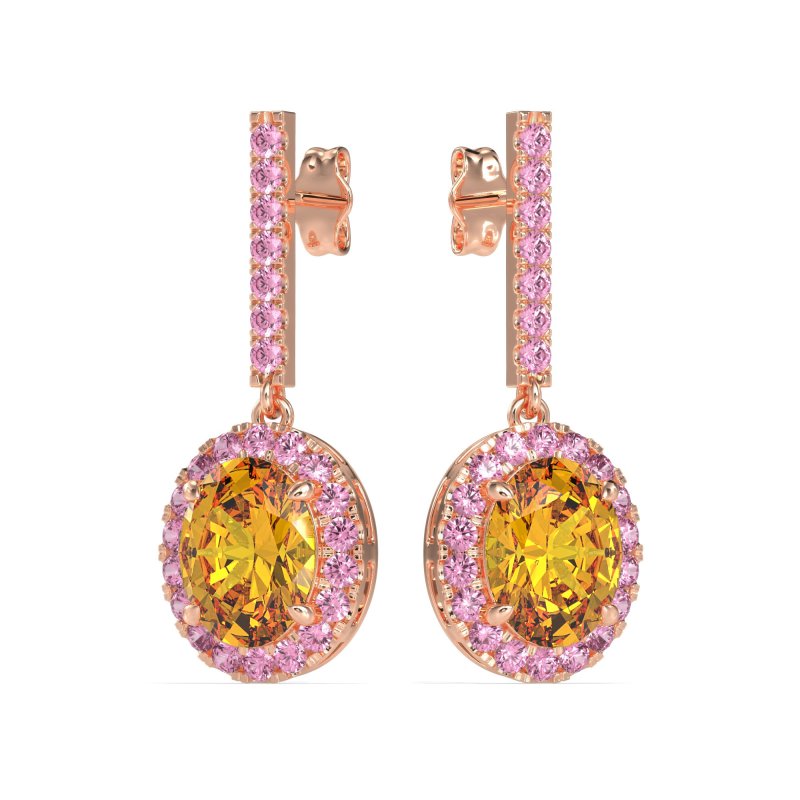 Oval Halo Drop Earrings