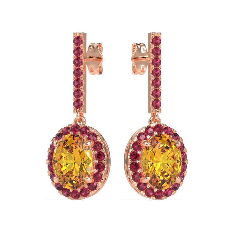 Oval Halo Drop Earrings