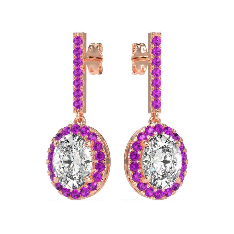 Oval Halo Drop Earrings