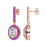 Oval Halo Drop Earrings