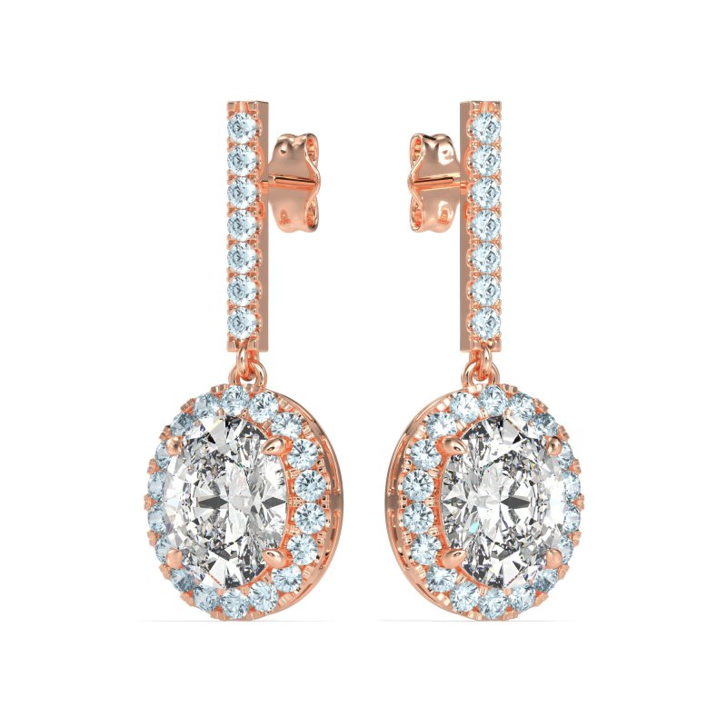 Oval Halo Drop Earrings